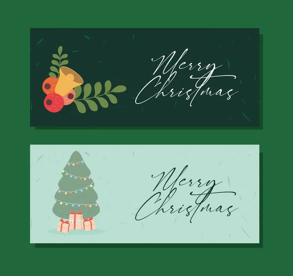 Feliz Navidad dos postales — Vector de stock