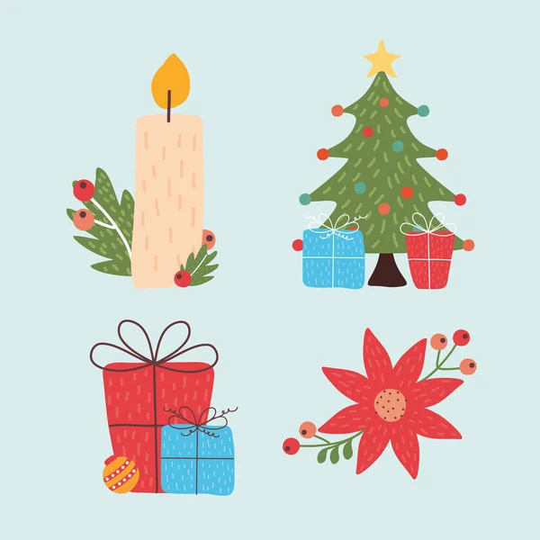 Four christmas celebration icons — Stock Vector