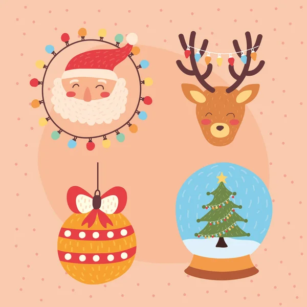 Celebrazione di Natale quattro icone — Vettoriale Stock