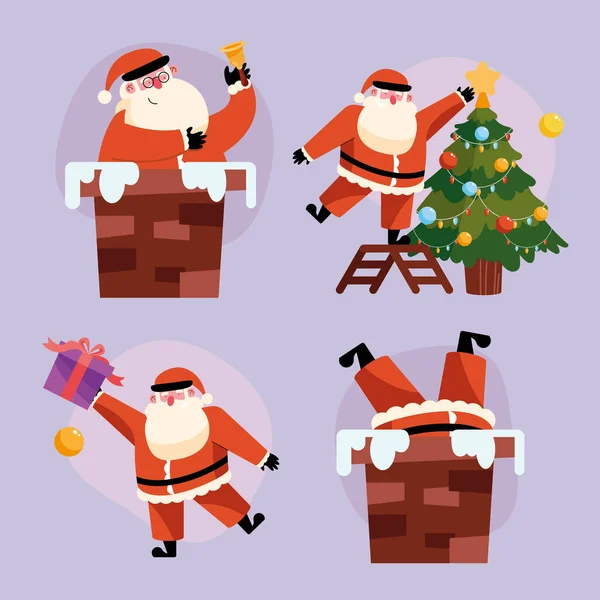 Four christmas season icons — Stock Vector