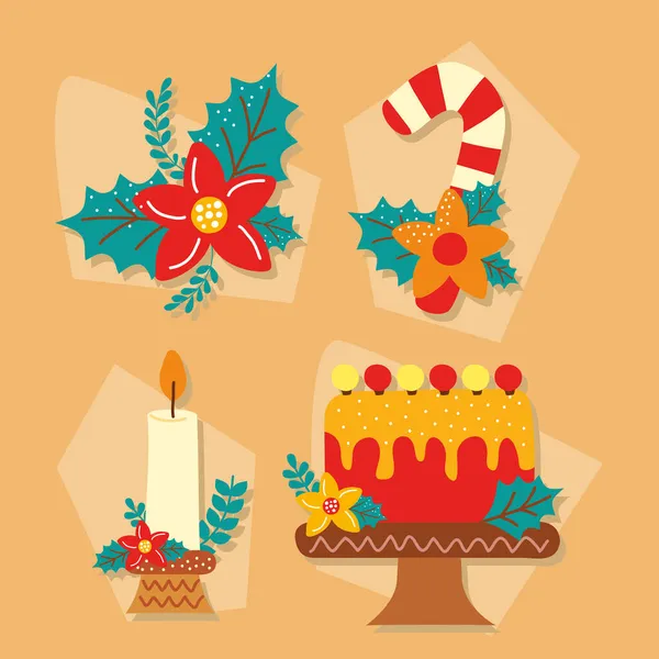 Iconos de decoración de Navidad — Vector de stock