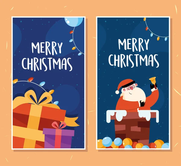 Navidad temporada santa postales — Vector de stock