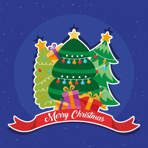Christmas trees and ribbon — Stock Vector