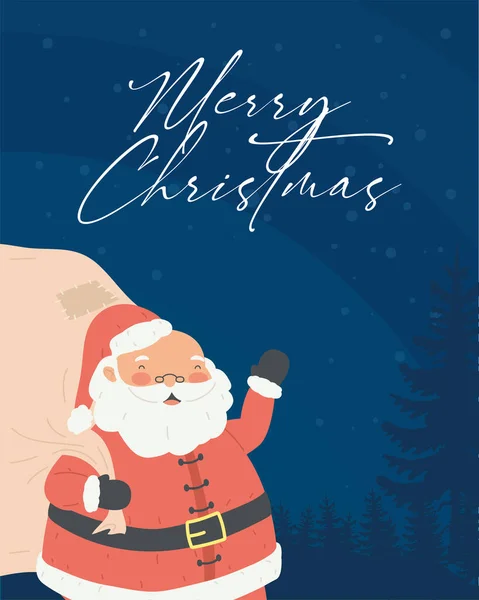 Santa in kerstkaart — Stockvector