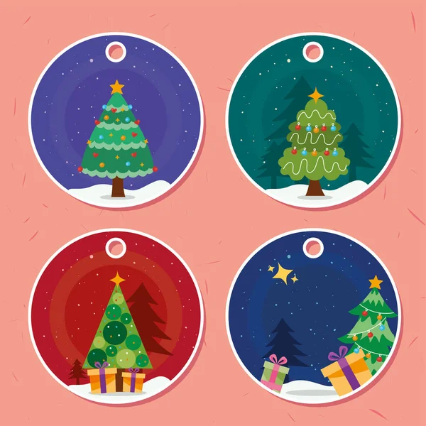 Etiketli Noel ağaçları — Stok Vektör