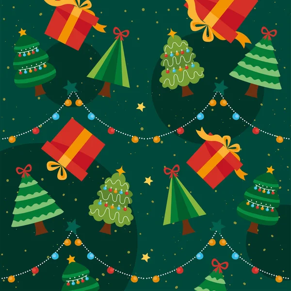 Christmas trees and gifts — Stock Vector