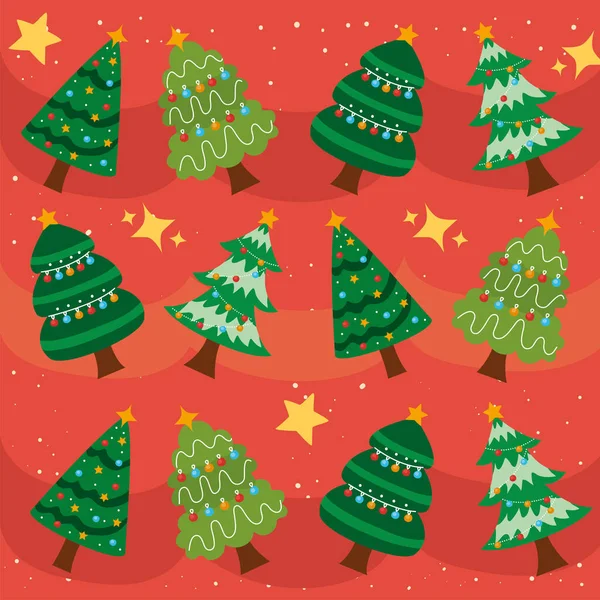 クリスマスツリーのパターンの背景 — ストックベクタ