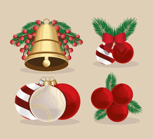 Buon Natale quattro icone — Vettoriale Stock
