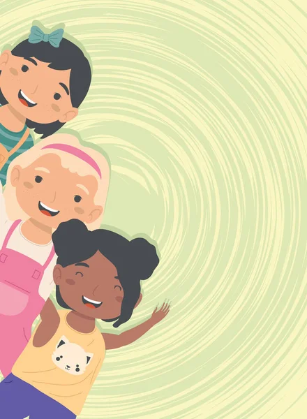 Interracial feliz niñas Ilustraciones De Stock Sin Royalties Gratis