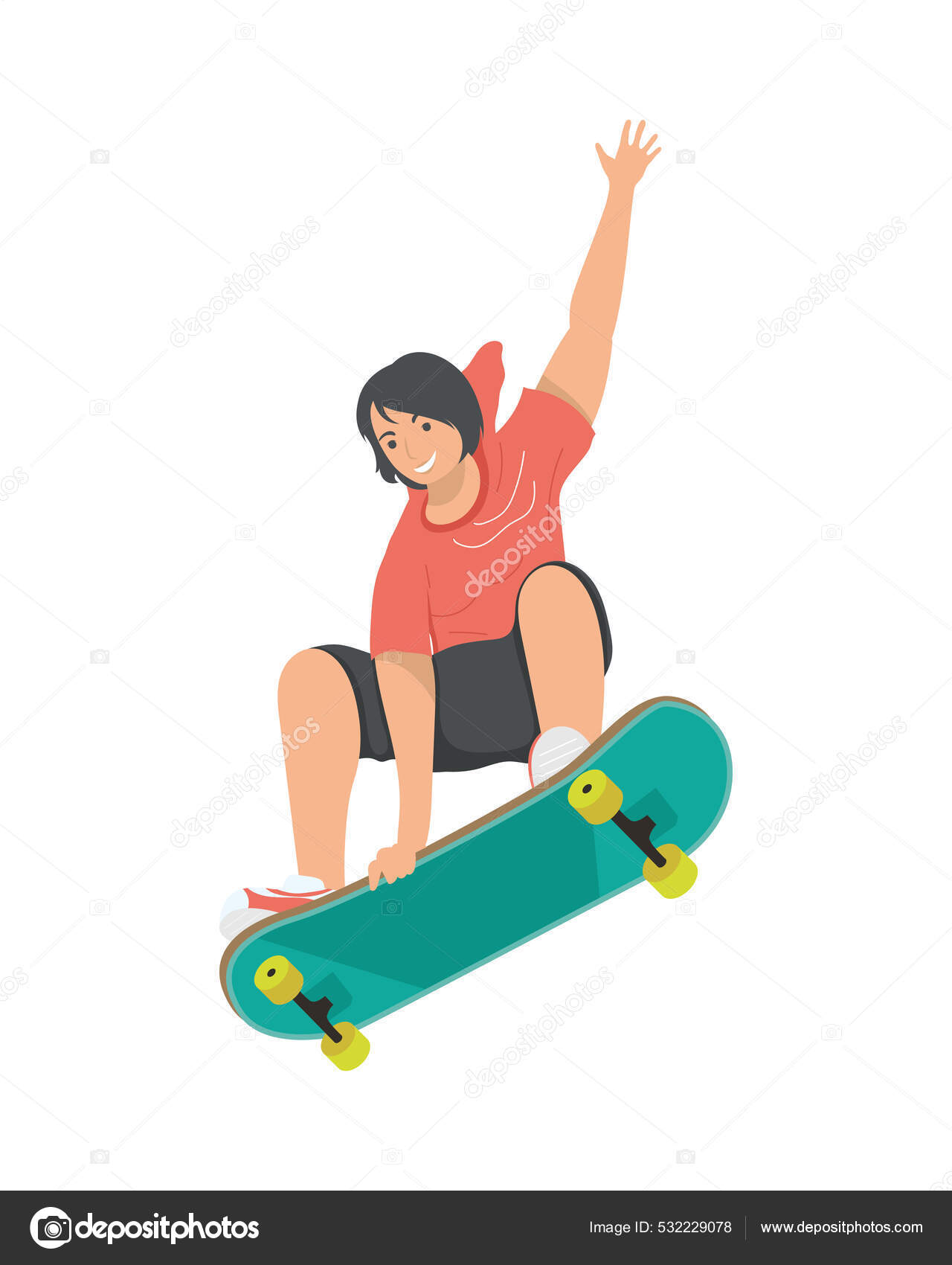 Patinadora chica en skate Vector de stock #532229078 de ©yupiramos