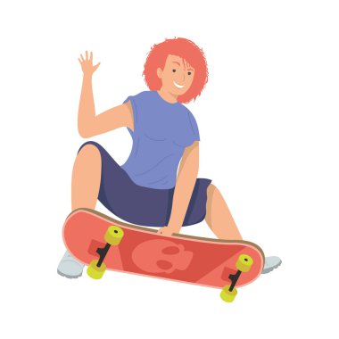 Kaykaylı kızıl saçlı kız