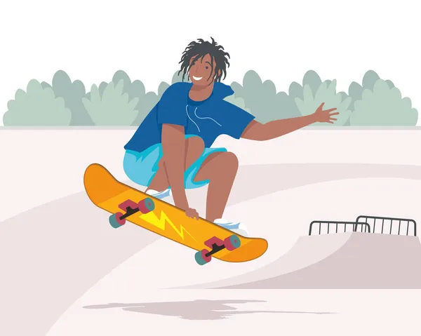 Afro skater karakter — Stockvector