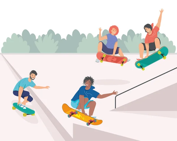 四个滑板选手角色 — 图库矢量图片