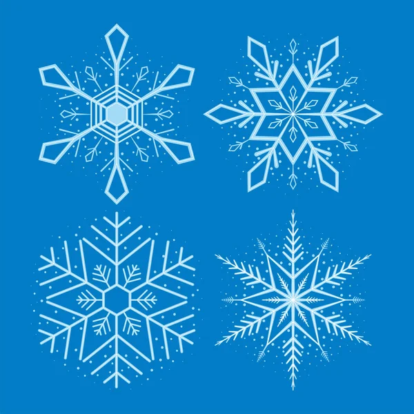 Fyra snöflingor vinter ikoner — Stock vektor