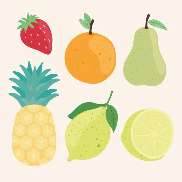 Frutas frescas y saludables — Vector de stock