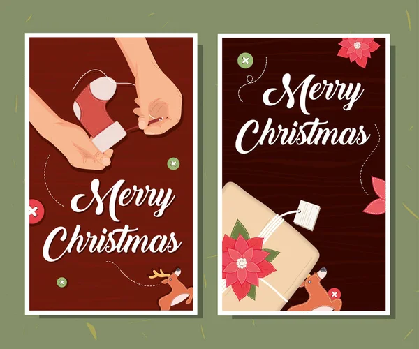 Две рождественские открытки — стоковый вектор