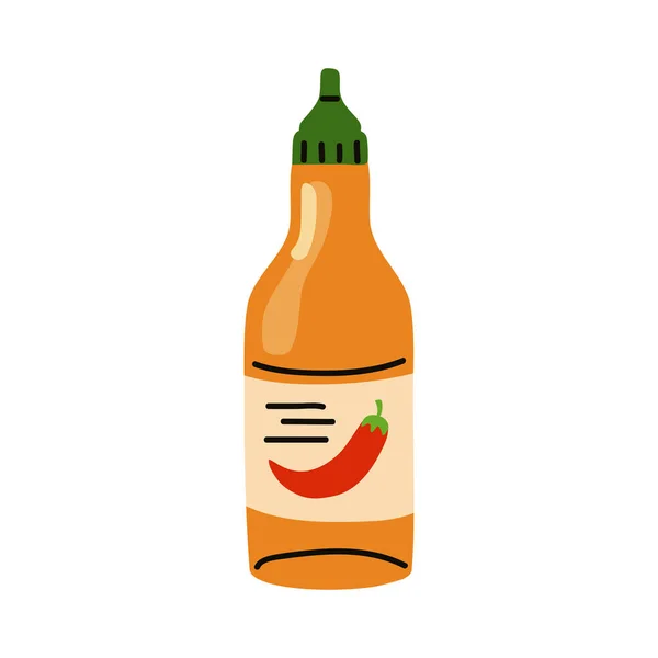 Botella de salsa de chile rojo — Vector de stock