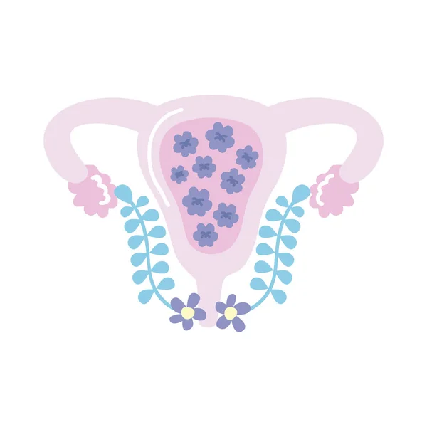 Vrouwelijke baarmoeder met bloemen — Stockvector