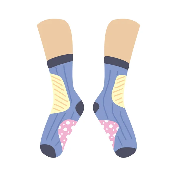 Calcetines divertidos en pies — Vector de stock