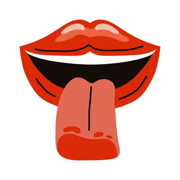 Mouth with tongue out — Stock Vector