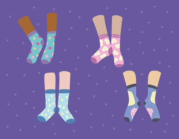 Foots and funny socks — Stock Vector