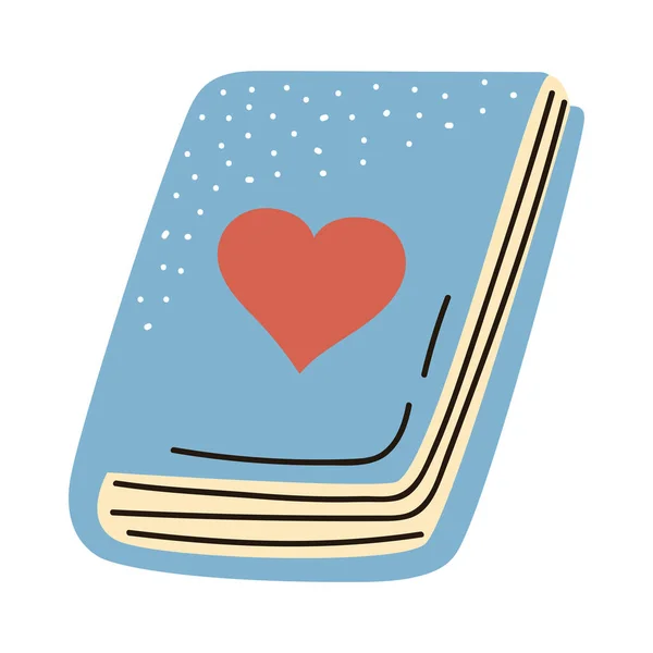 Livro com coração de amor — Vetor de Stock