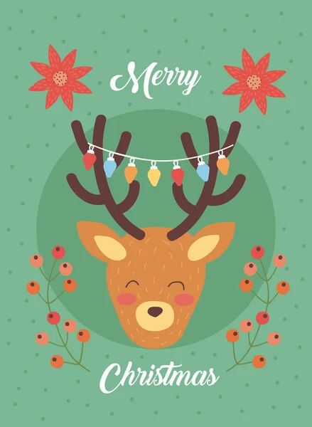 快乐的圣诞贺卡驯鹿 — 图库矢量图片