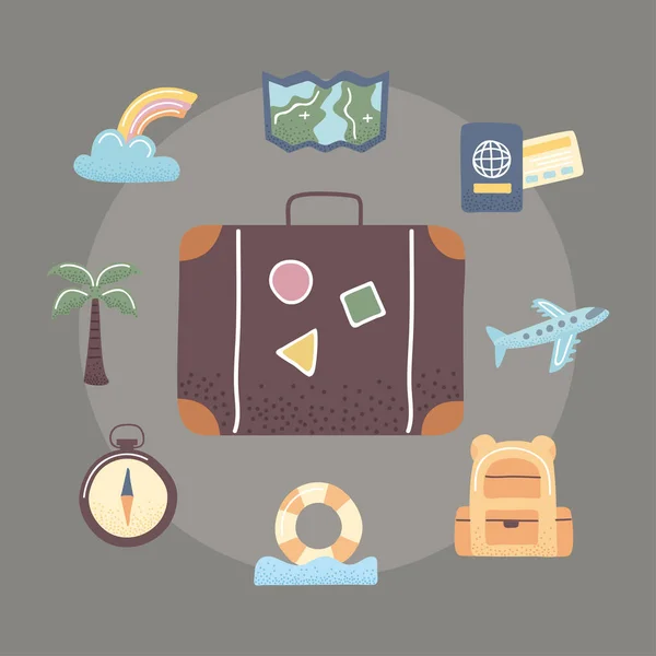 Suitcase and travel icons — Stock Vector