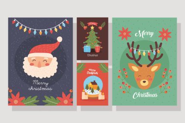 Dört mutlu noel kartı.