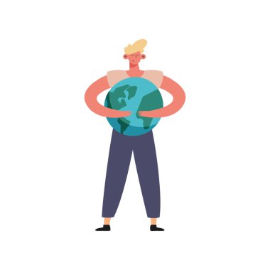 Erkek ekolojist toprağı kaldırıyor