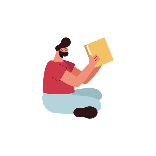 Człowiek siedzący czytania książki — Wektor stockowy
