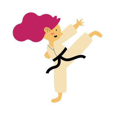 Küçük kız karate yapıyor.