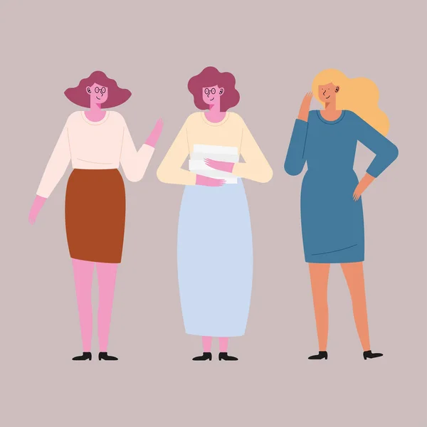Three business women characters — Stock Vector