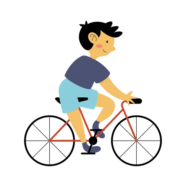 Küçük çocuk bisiklet pratiği yapıyor. — Stok Vektör