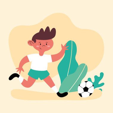 Küçük çocuk futbol çalışıyor.