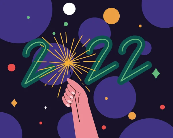 2022 años de celebración de fuegos artificiales — Vector de stock