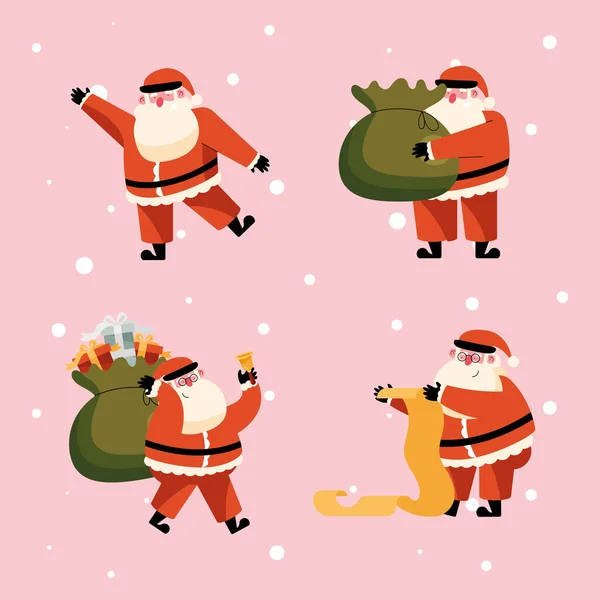 Quatro ícones de celebração de Natal — Vetor de Stock