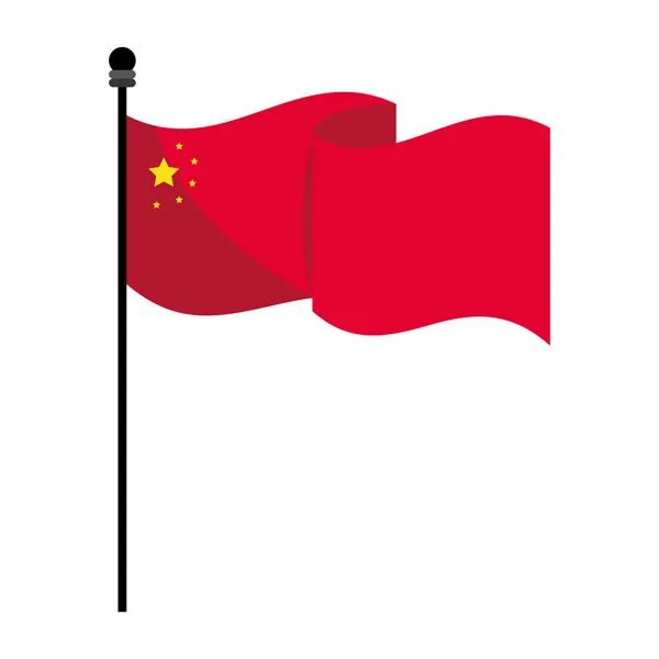 中国国旗在杆子上 — 图库矢量图片