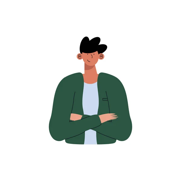 Homme portant une veste verte — Image vectorielle