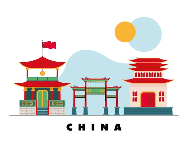 Çin kültürü mimarisi — Stok Vektör