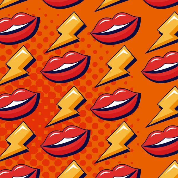 Pop art mouths pattern — Stock Vector