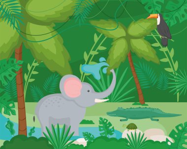 Dışarıda egzotik hayvanlar var.