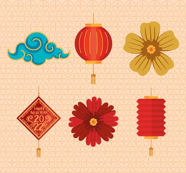 Six chinese new year icons — Stock vektor