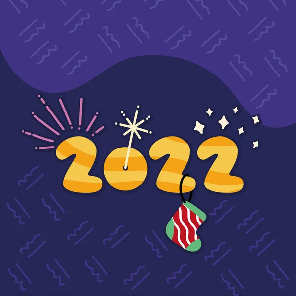 New year 2022 and sock — Stock vektor