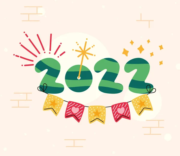 Jahr 2022 und Girlanden — Stockvektor