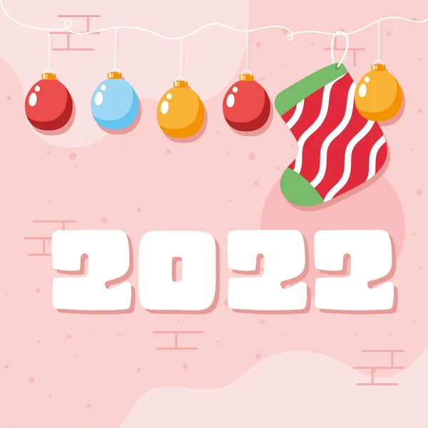 2022 jaar met sok — Stockvector