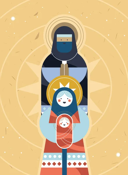 Holy family in card — Stock Vector