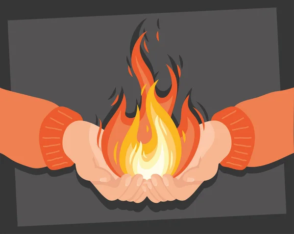 Ruce zvedající plamen — Stockový vektor