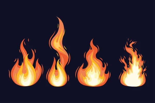 Four fire icons — Vettoriale Stock