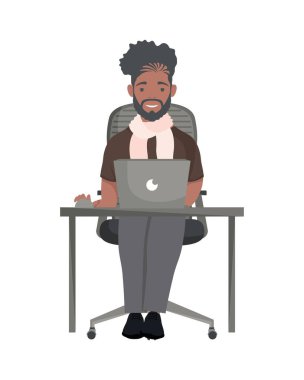 Laptop kullanan afro adam.